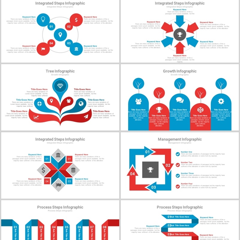 红蓝双配PPT信息图表