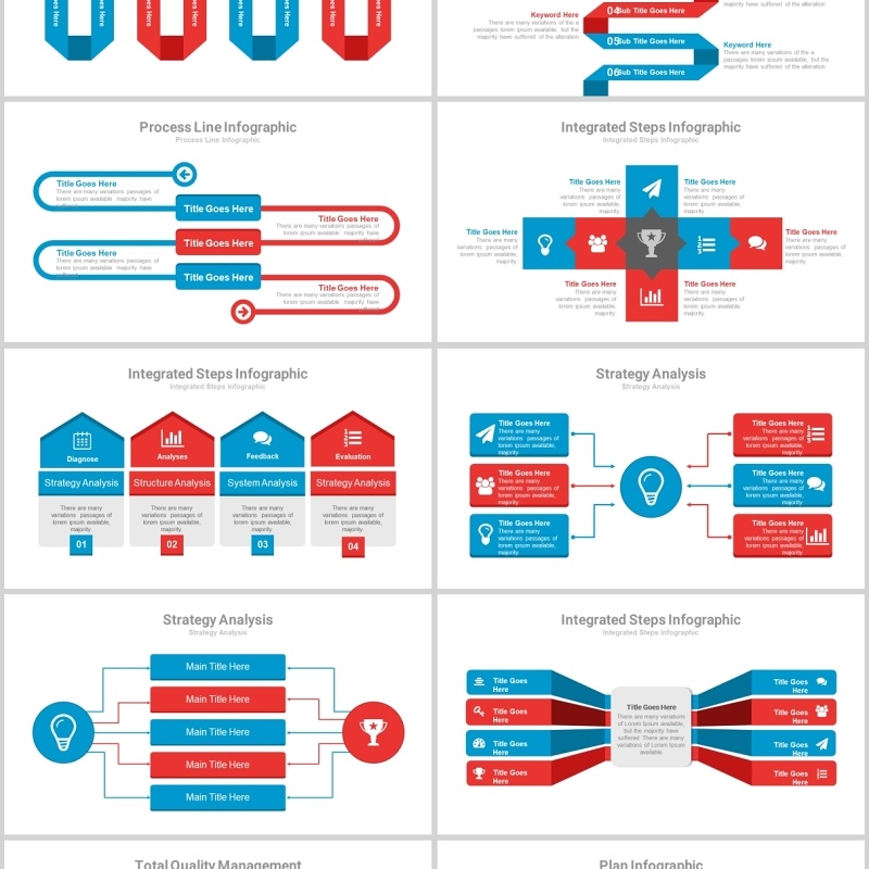 红蓝双配PPT信息图表