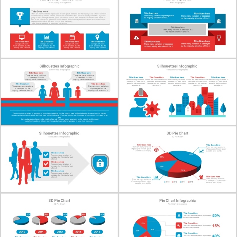 红蓝双配PPT信息图表