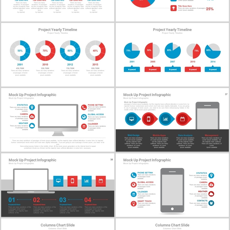 红蓝双配PPT信息图表