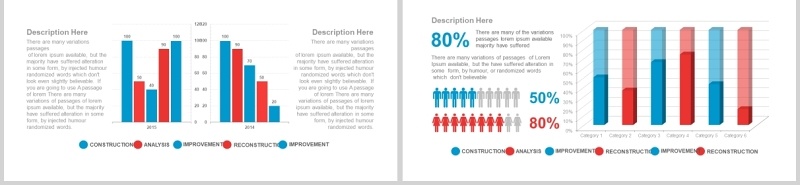 红蓝双配PPT信息图表