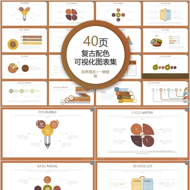 40页复古配色可视化图表集