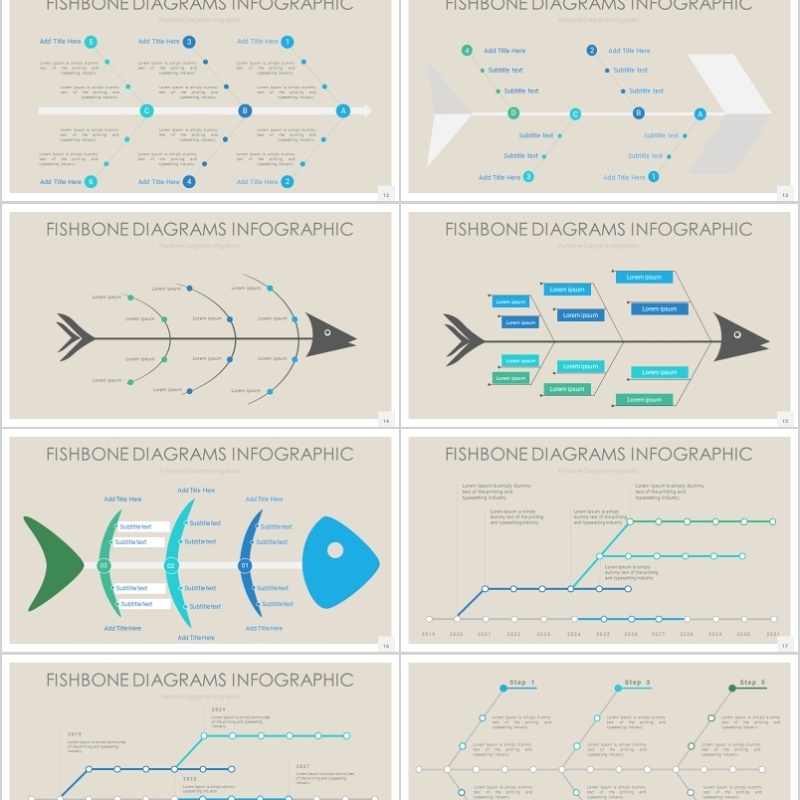 40页鱼骨图齿轮图信息可视化图表集