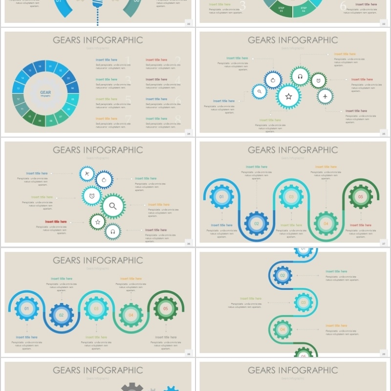 40页鱼骨图齿轮图信息可视化图表集