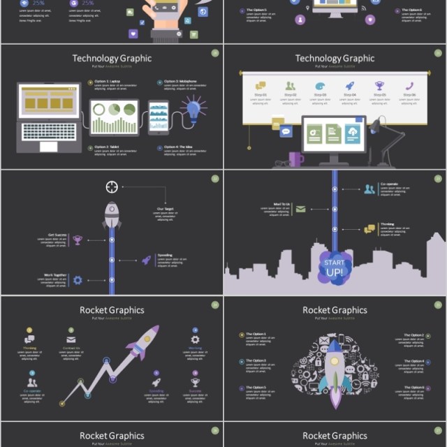 40页SEO社交网络云科技火箭信息可视化图表集