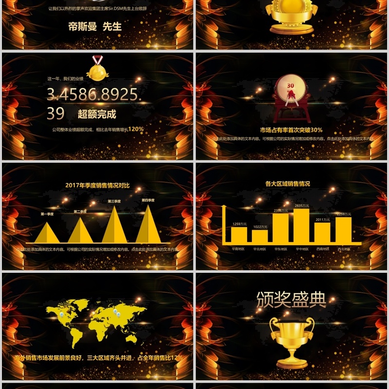 黑金大气颁奖典礼年会盛典PPT模板