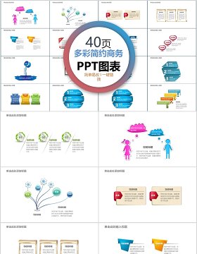 40页多彩简约商务ppt图表