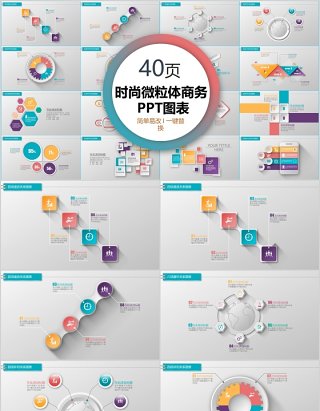 40页时尚微粒体商务ppt图表