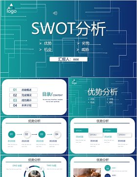 企业公司年会年报计划SWOT分析ppt模板