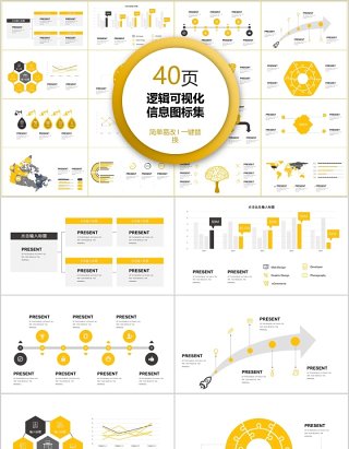 40页逻辑可视化信息图标集