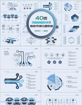 40页浅蓝色综合关系信息可视化图表合集