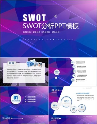 SWOT分析ppt模板公司竞争总结分析报告