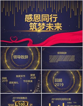 金色创意科技年会颁奖PPT模板