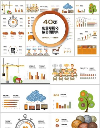 40页创意可视化信息图标集