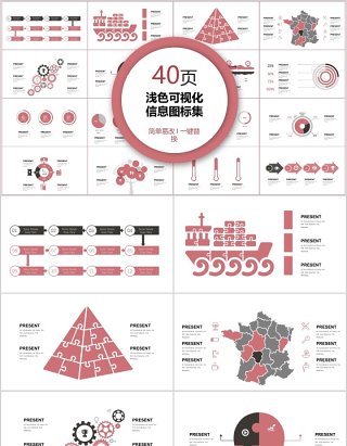 40页浅色可视化信息图标集