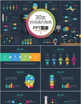 30页时尚简约商务ppt图表