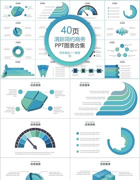 40页清新简约商务ppt图表合集