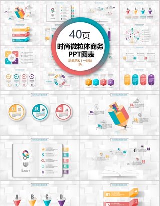 40页时尚微粒体商务ppt图表