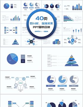 百分比连接关系PPT图表合集