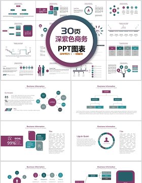 30页深紫色商务ppt图表