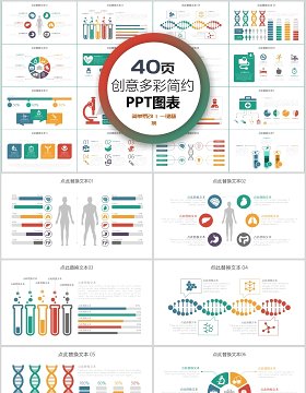 40页创意多彩简约ppt图表