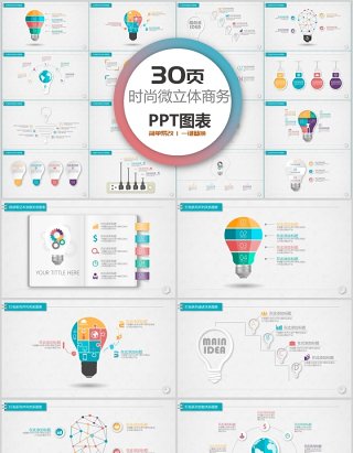 30页时尚微粒体商务ppt图表