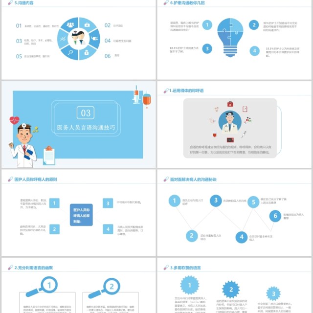 蓝色简洁医患沟通技巧医院PPT模板