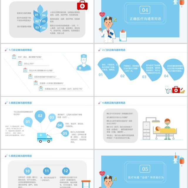 蓝色简洁医患沟通技巧医院PPT模板