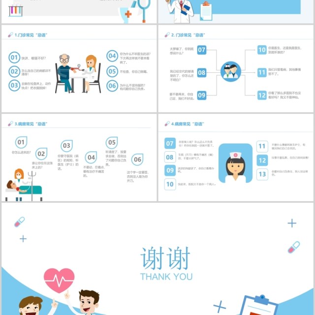 蓝色简洁医患沟通技巧医院PPT模板