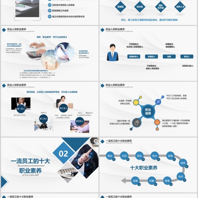 简约优秀员工职业化素养提升PPT模板 简约优秀员工职业化素养提升PPT模板