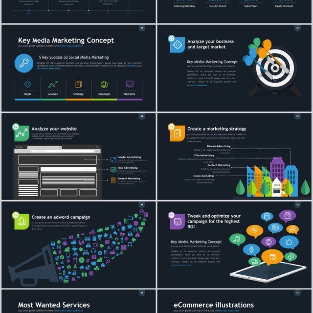 实用商务图表数据分析PPT信息可视化素材Owsom Powerpoint Template