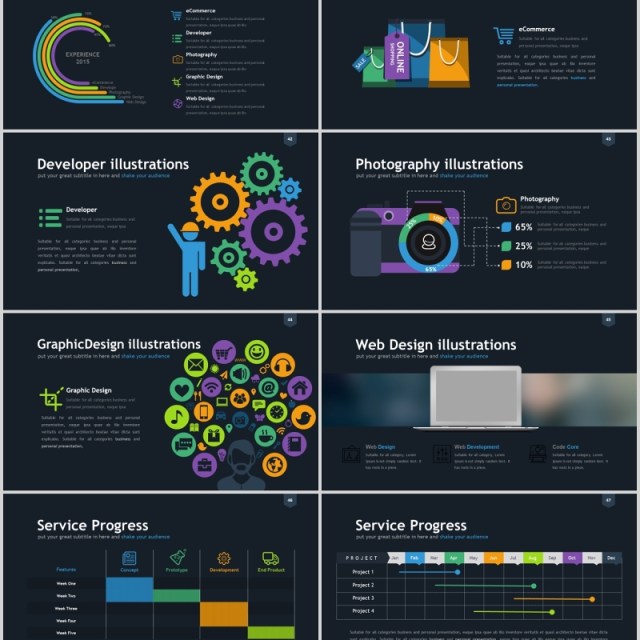 实用商务图表数据分析PPT信息可视化素材Owsom Powerpoint Template