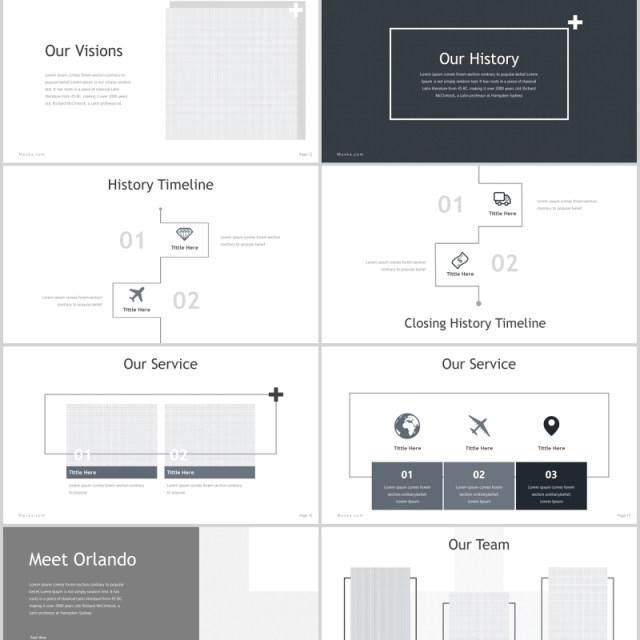 高端时尚公司简介项目计划书PPT模板版式设计Mavka Powerpoint Template