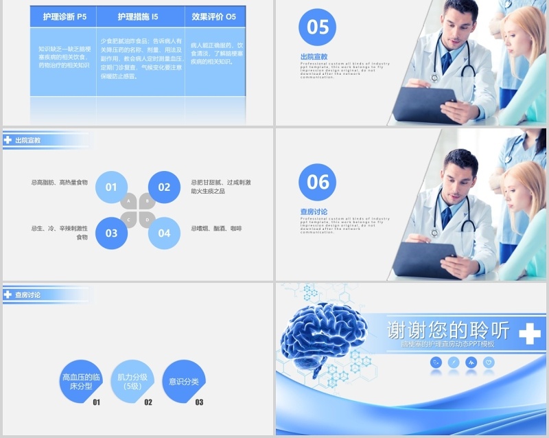 脑梗塞护理查房课件培训通用动态PPT模板