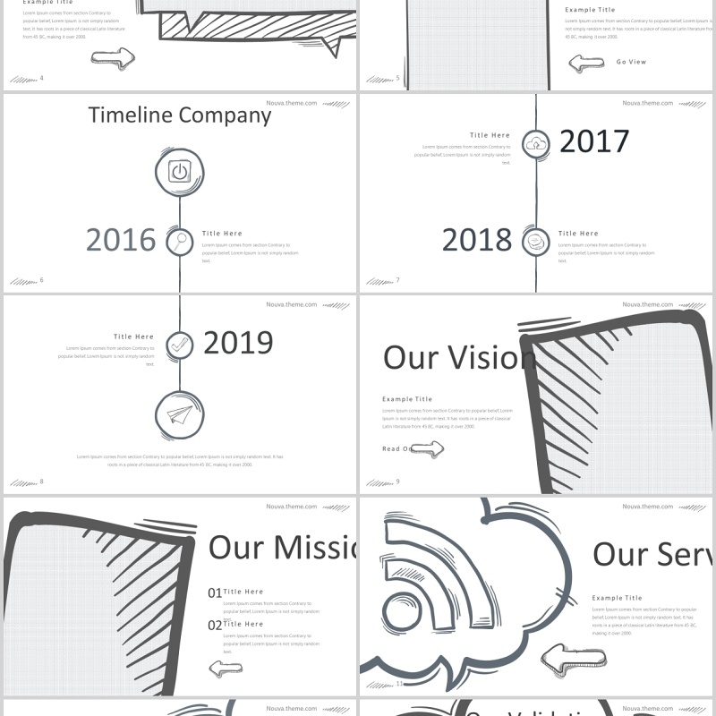 手绘互联网信息图形PPT模板版式设计Nouva Powerpoint Template