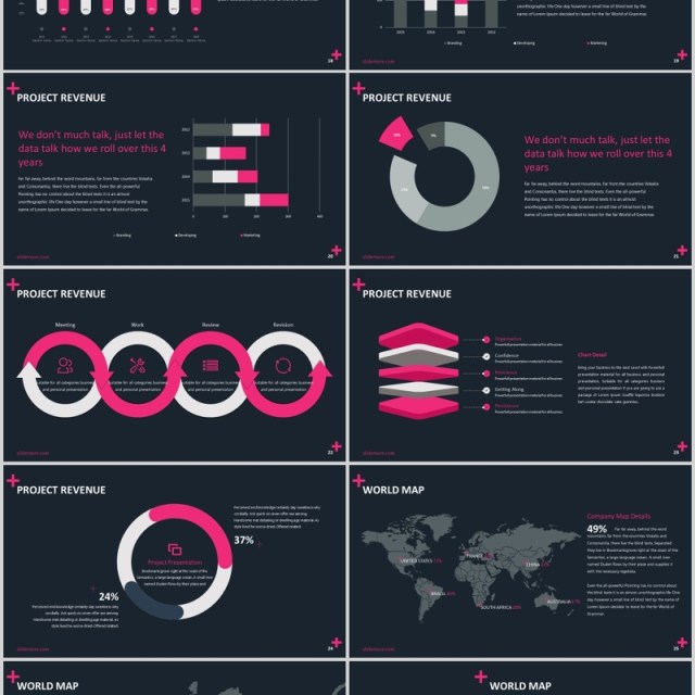 商务数据分析世界地图PPT信息图表素材图文排版PLUS - Powerpoint Presentation Template