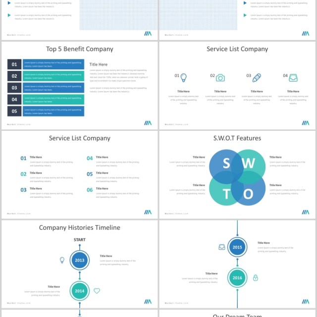 市场数据分析PPT信息图表素材Market - Powerpoint Template