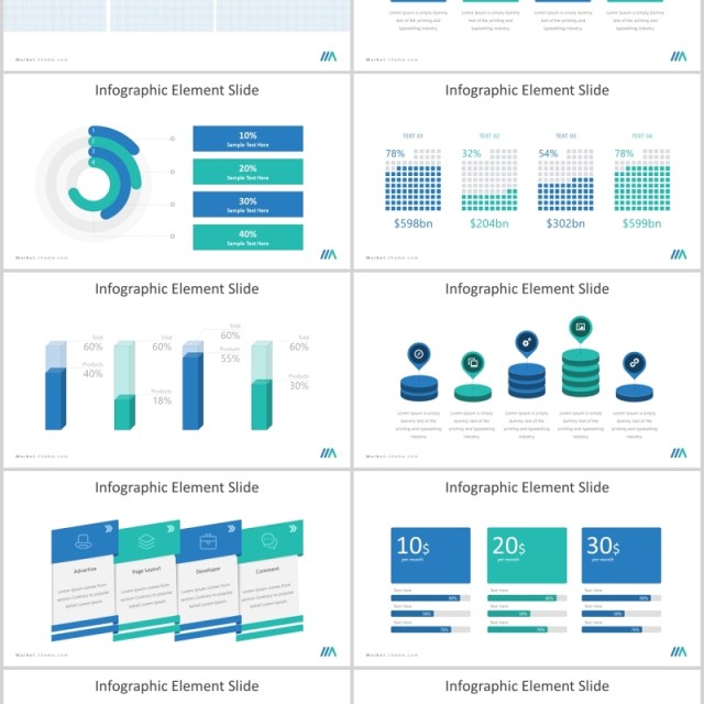 市场数据分析PPT信息图表素材Market - Powerpoint Template