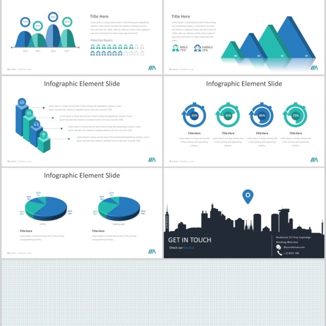 市场数据分析PPT信息图表素材Market - Powerpoint Template