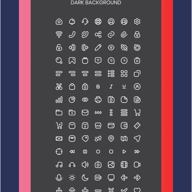 100+简单线条基本用户界面用户体验图标素材集Ndud 100+ Simple Line Essential UI UX Icon Set