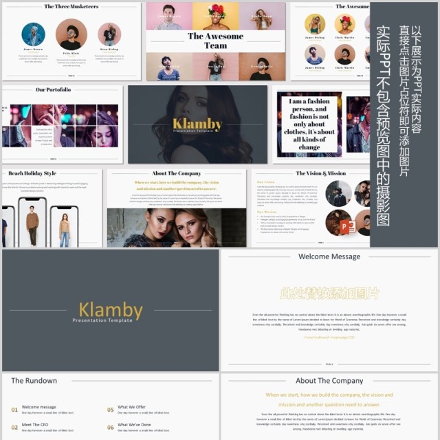 商务数据图表分析图文排版PPT手机电脑样机模板Klamby - Powerpoint Template