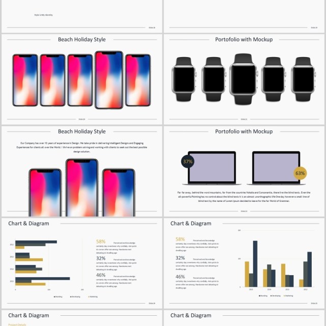 商务数据图表分析图文排版PPT手机电脑样机模板Klamby - Powerpoint Template