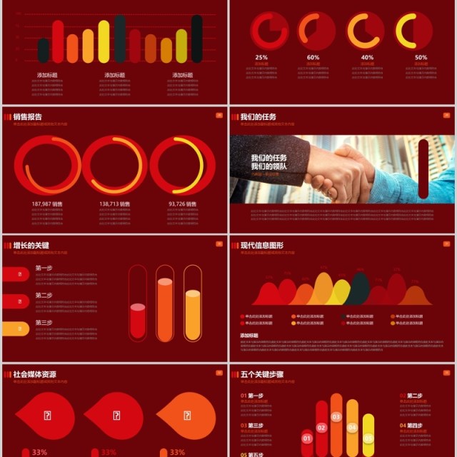 红色商务公司项目管理PPT模板