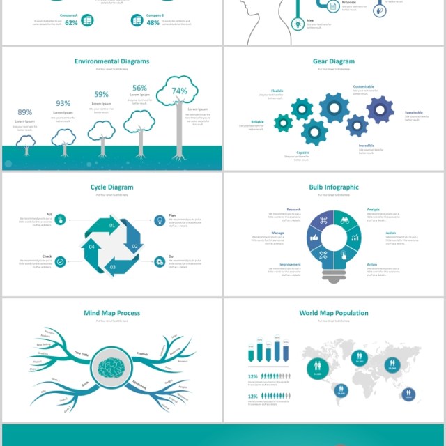 商务思维导图图表分析PPT可视化素材模板Elamigos Powerpoint Template