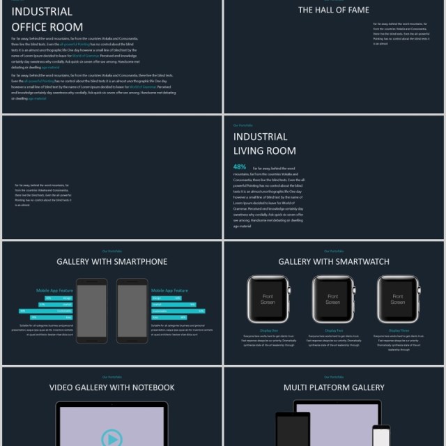 深色商业工作通用循环图表PPT模板版式设计ATULAH Powerpoint Presentation Template