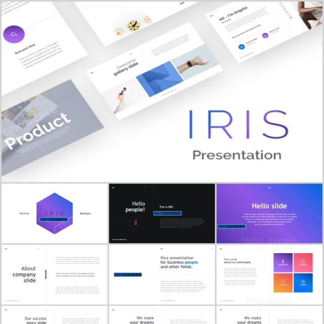 商务信息图片排版PPT模板KEY模板IRIS PowerPoint Template Keynote