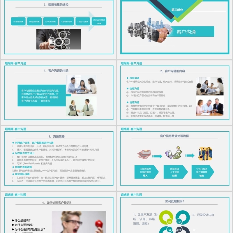 蓝色图文客户管理关系培训PPT模板