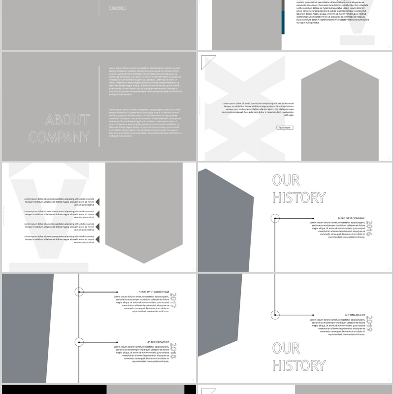 黑白商务图片排版版式设计项目展示计划PPT模板twentysix powerpoint - bluegrey