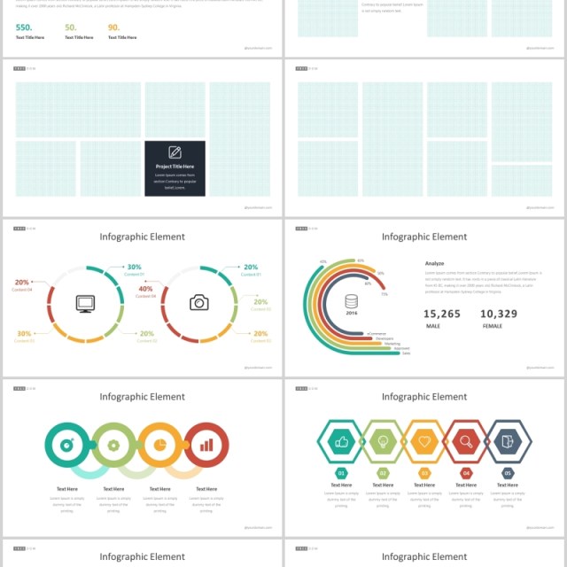 商务图文排版饼图分析PPT图表素材Freedom Powerpoint Template