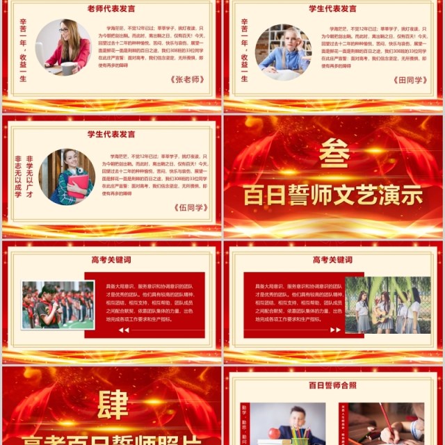 红色喜庆决战高考誓师动员大会PPT模板 红色喜庆决战高考誓师动员大会PPT模板